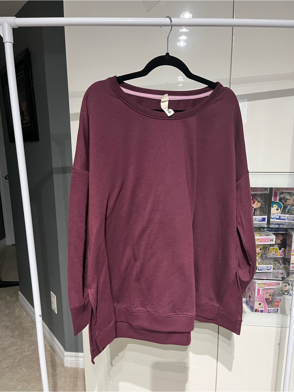 3/$15 Harper Maroon Crewneck Sweatshirt with Light Pink Trim
